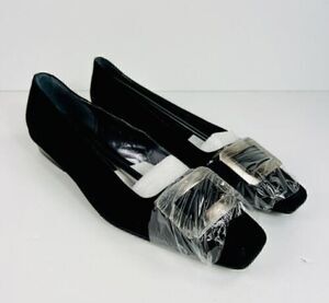 CHINESE Laundry Rhoda Suede Shoes Black Silver Buckle Size 8.5 NIB